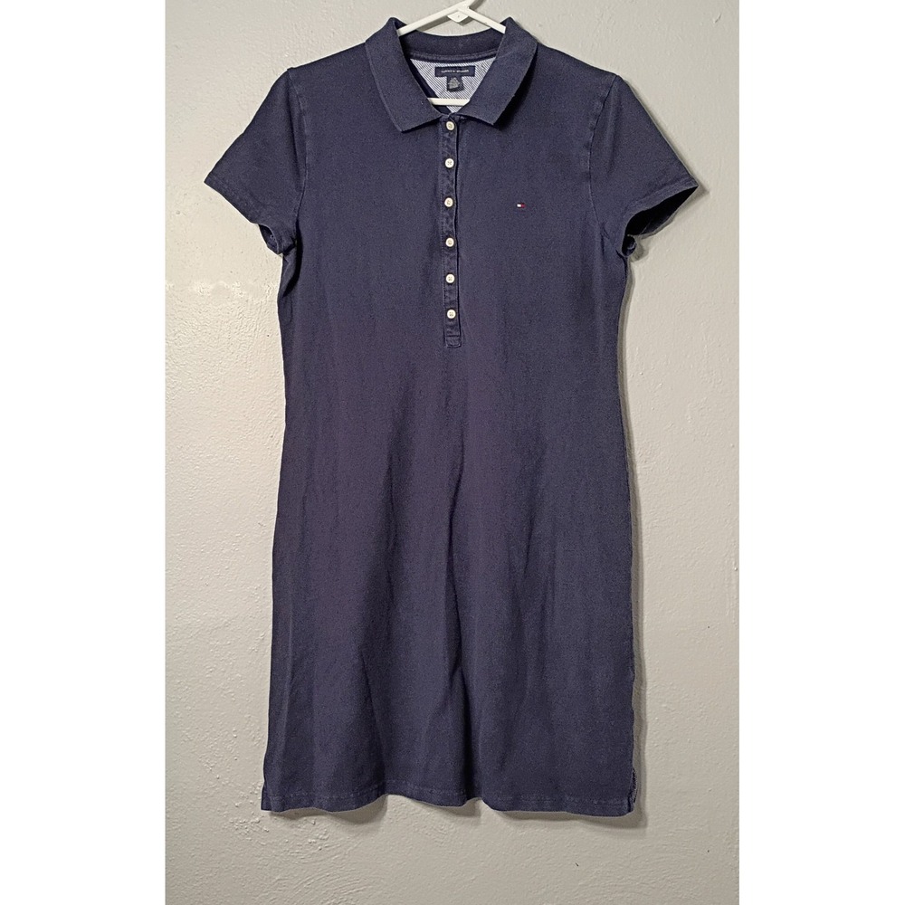 Tommy Hilfiger Vintage Tommy Girl Blue Short Sleeve Polo Dress Sz Large Y2K‎